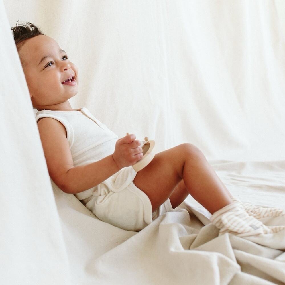 Goumi Kids Baby Toddler Shorts Size 3T Terry Cloud Ivory‎ Bamboo Organic Cotton - Picture 3 of 4